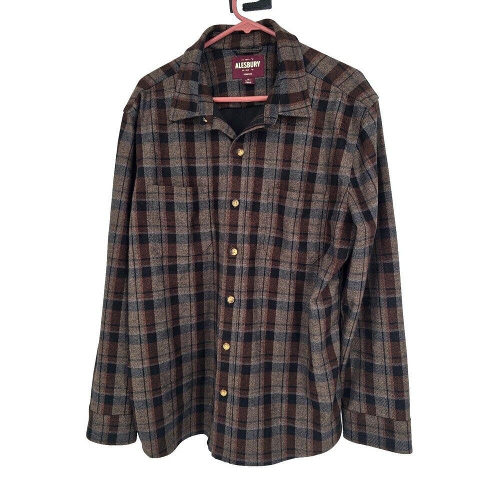 Alesbury Size XL Mens Shirt Plaid Knit Button Up Top